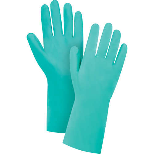 Diamond-Grip Chemical-Resistant Gloves, Size 9, 13" L, Nitrile, Flock-Lined Inner Lining, 15-mil Pathway Supply LP