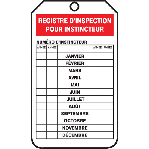 Inspection Tags, Plastic, 3-1/8" W x 5-7/8" H, French Pathway Supply LP