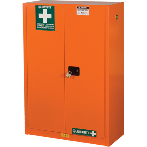 Emergency Preparedness Storage Cabinets, Steel, 4 Shelves, 65" H x 43" W x 18" D, Orange Pathway Supply LP
