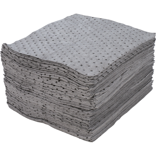 Feuilles absorbantes en fibres fines de premi&egrave;re qualit&eacute;, Universel, 15" x 17", 25 gal. d'absorption Pathway Supply LP