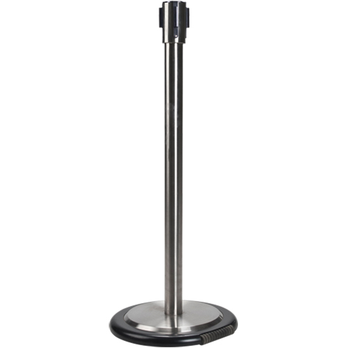 Free-Standing Crowd Control Barrier Receiver Post With Wheels, 35" High, Stainless Pathway Supply LP