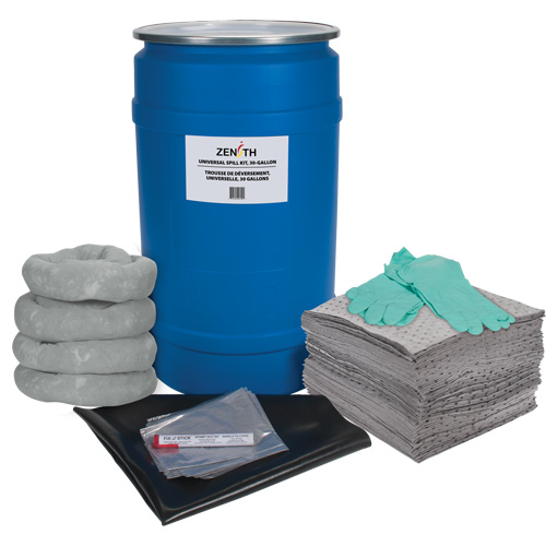 Trousse de lutte contre les d&eacute;versements pour &eacute;tabli, Universel, Baril, Absorbance de 30 gal. US Pathway Supply LP