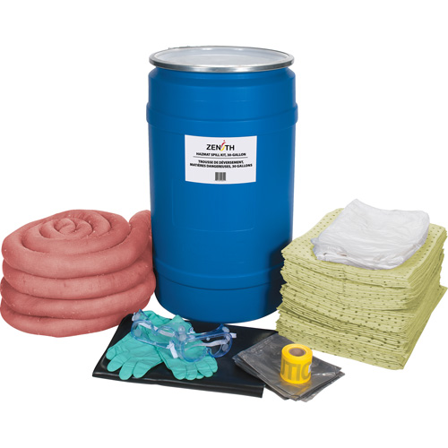 Trousse de lutte contre les d&eacute;versements, Mati&egrave;res dangereuses, Baril, Absorbance de 30 gal. US Pathway Supply LP