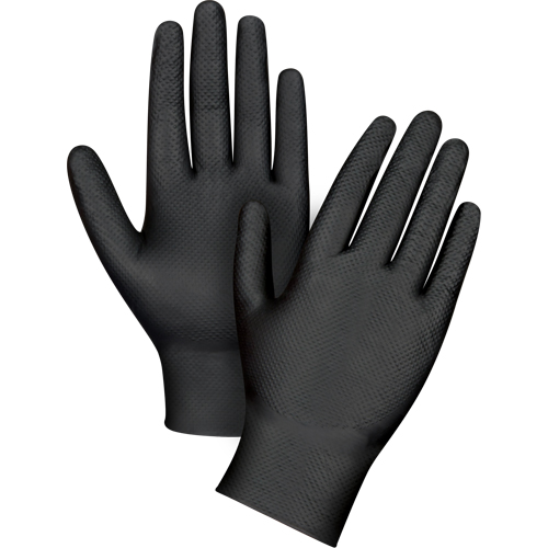 Heavyweight Tactile Grip Examination Gloves, Large, Nitrile, 8-mil, Powder-Free, Black Pathway Supply LP