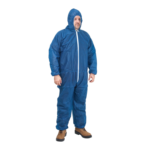 Hooded Coveralls, Medium, Blue, Polypropylene Pathway Supply LP