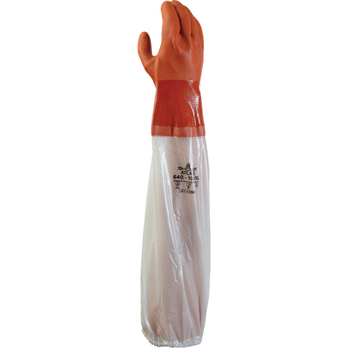 640 Chemical-Resistant Gloves, Size Medium, 25" L, PVC, Cotton Inner Lining, 43.3-mil Pathway Supply LP