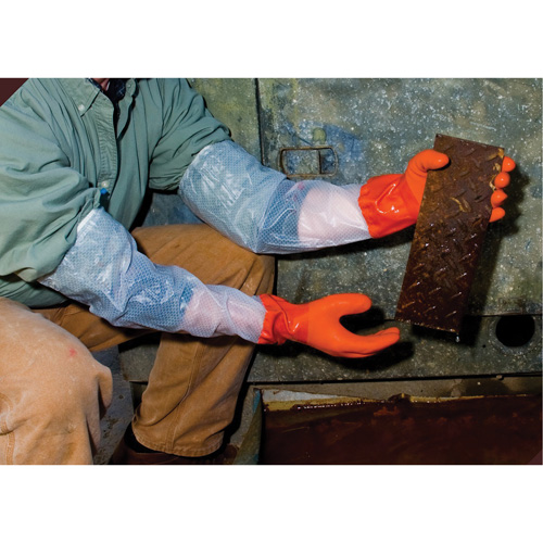 640 Chemical-Resistant Gloves, Size Medium, 25" L, PVC, Cotton Inner Lining, 43.3-mil Pathway Supply LP