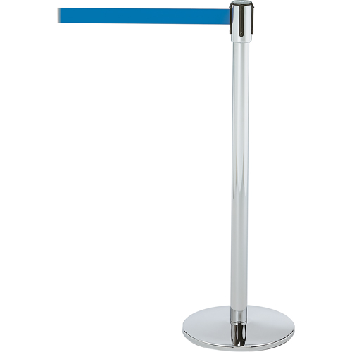 Montant pour barri&egrave;re Slimline TensaBarrier, Acier, 38" h, Ruban Bleu, Longueur du ruban 7,5' Pathway Supply LP