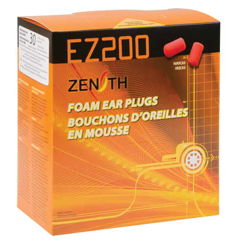 Bouchons d'oreilles en mousse de polyur&eacute;thane EZ200, Vrac - Boîte, Avec cordon Pathway Supply LP