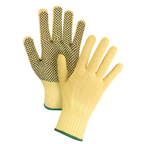 Gants tricot&eacute;s sans couture &agrave; pois, Taille Moyen/8, Calibre 7, Rev&ecirc;tement PVC, Enveloppe en Kevlar, ASTM ANSI niveau A2/EN 388 niveau 3 Pathway Supply LP