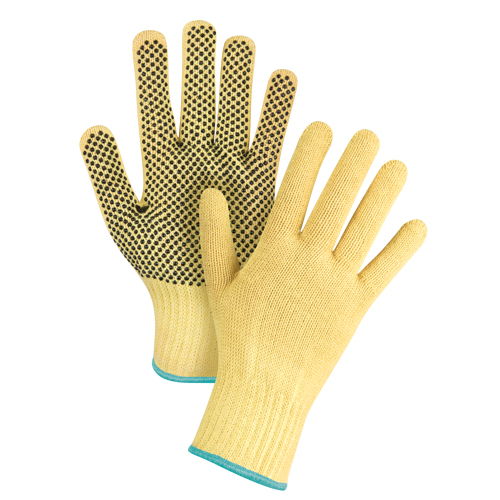 Gants tricot&eacute;s sans couture &agrave; pois, Taille T-Grand/10, Calibre 7, Rev&ecirc;tement PVC, Enveloppe en Kevlar, ASTM ANSI niveau A2/EN 388 niveau 3 Pathway Supply LP