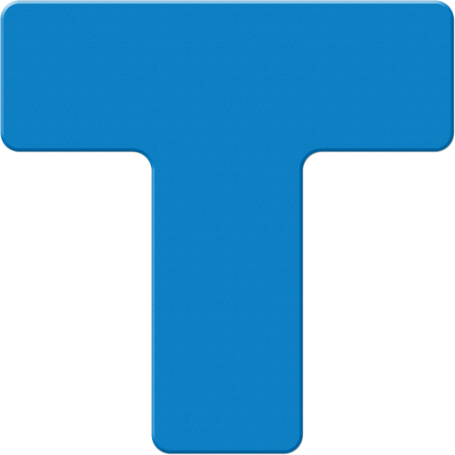 Armor Stripe Lean/5S Markers, T, 6" L x 6" W, Blue, Plastic Pathway Supply LP