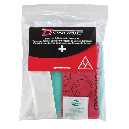 Trousse de premiers soins pour nettoyage de biorisques Dynamic, Dispositif m&eacute;dical Classe 1, Sac en plastique refermable Pathway Supply LP