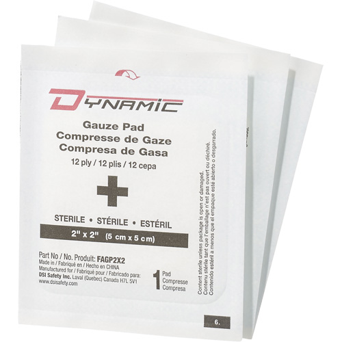 Gaze Dynamic, Tampon, 2" lo x 2" la, St&eacute;rile, Dispositif m&eacute;dical Classe 1 Pathway Supply LP