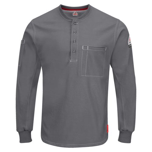 Excel FR&reg; Long Sleeve Henley Shirts, Small, Grey Pathway Supply LP