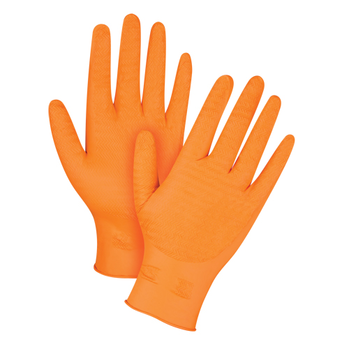 Heavyweight Gripper Gloves, Large, Nitrile, 7-mil, Powder-Free, Orange Pathway Supply LP