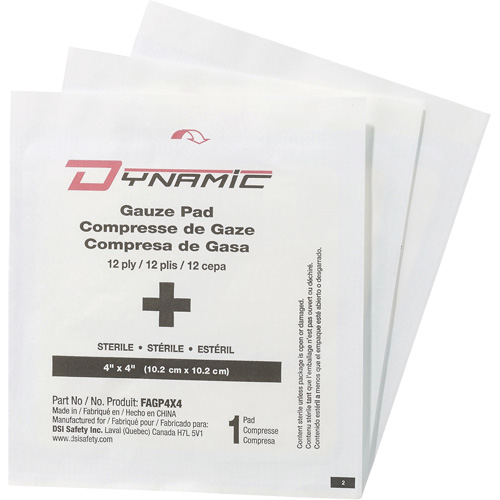 Gaze Dynamic, Tampon, 4" lo x 4" la, St&eacute;rile, Dispositif m&eacute;dical Classe 1 Pathway Supply LP