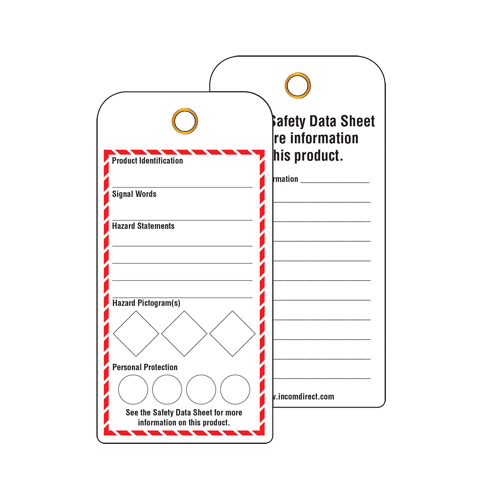 GHS Workplace Tags, Cardstock, 3" W x 6" H, English Pathway Supply LP