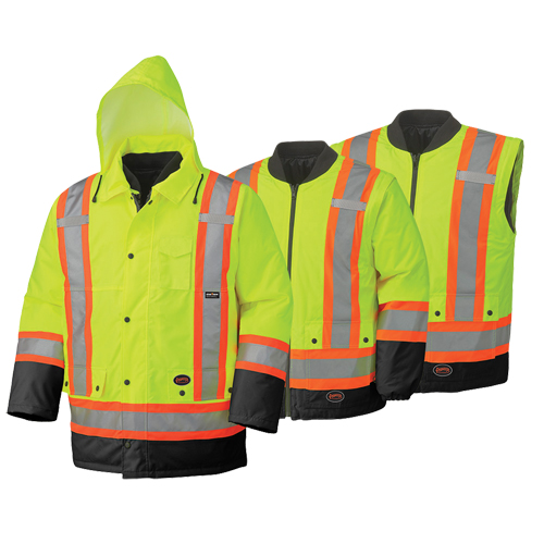 5021BB Waterproof 6-in-1 Safety Parka, High Visibility Lime-Yellow, 2X-Large Pathway Supply LP