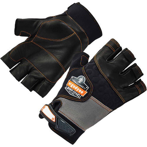 ProFlex 901 Half-Finger Leather Impact Gloves, Small, Grain Leather Palm, Hook & Loop Cuff Pathway Supply LP