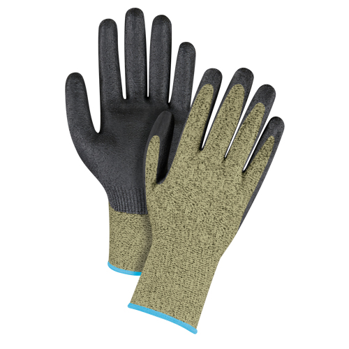 Black & Yellow Seamless Stretch Cut-Resistant Gloves, Size X-Large/10, 13 Gauge, Foam Nitrile Coated, Aramid Shell, ASTM ANSI Level A6 Pathway Supply LP