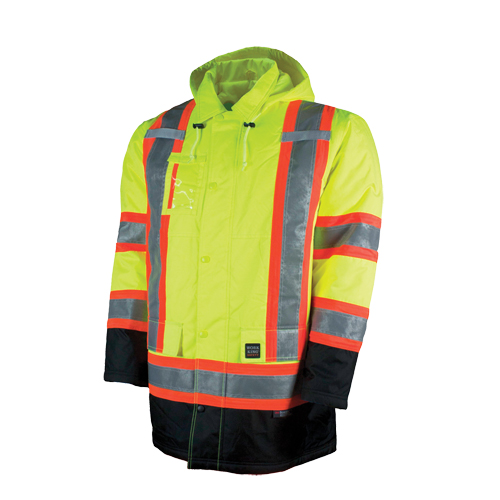 Lined Safety Parka, High Visibility Lime-Yellow, Large Pathway Supply LP