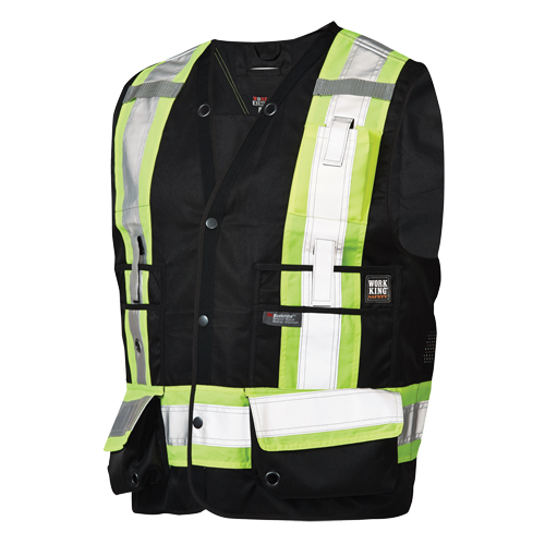 Veste de s&eacute;curit&eacute; pour arpenteur, Noir, Grand, Polyester Pathway Supply LP