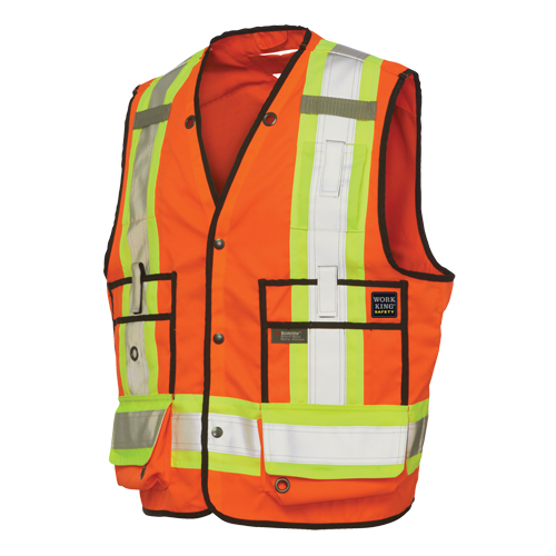 Surveyor Safety Vest, High Visibility Orange, Large, Polyester Pathway Supply LP