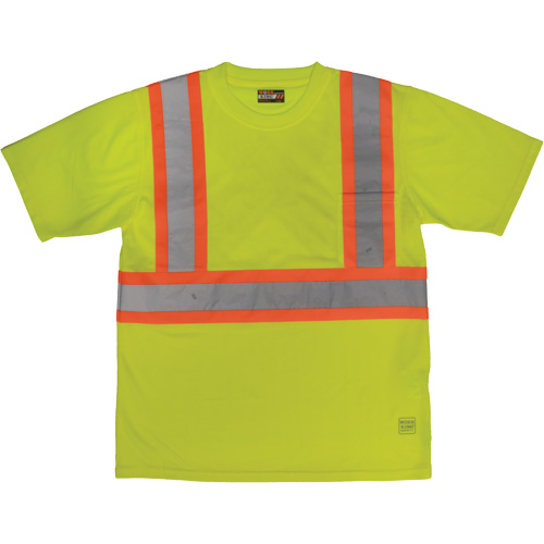 Short-Sleeved Safety T-Shirt with Pocket, Polyester, Large, High Visibility Lime-Yellow Pathway Supply LP