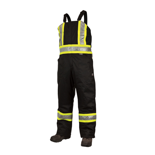 Lined Safety Overalls, Polyester/Polyurethane, Large, Black Pathway Supply LP