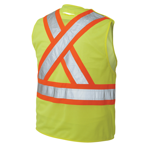 5-Point Tearaway Safety Vest, High Visibility Lime-Yellow, Large/X-Large, Polyester Pathway Supply LP