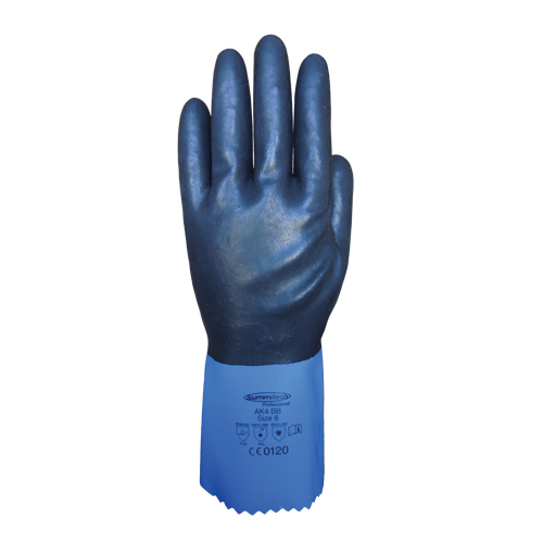 Summitech Full-Dipped Chemical Resistant Gloves, Size Small/7, 11.8" L, Chloroprene, Poly-Cotton Inner Lining, 59-mil Pathway Supply LP