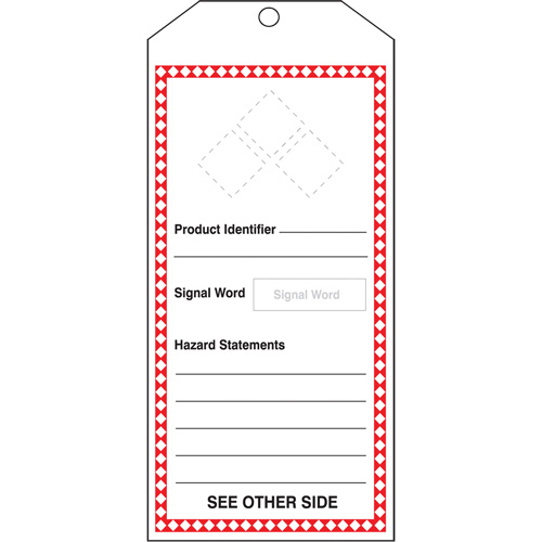 GHS Jumbo Safety Tag, Cardstock, 3-7/8" W x 8-1/2" H, English Pathway Supply LP
