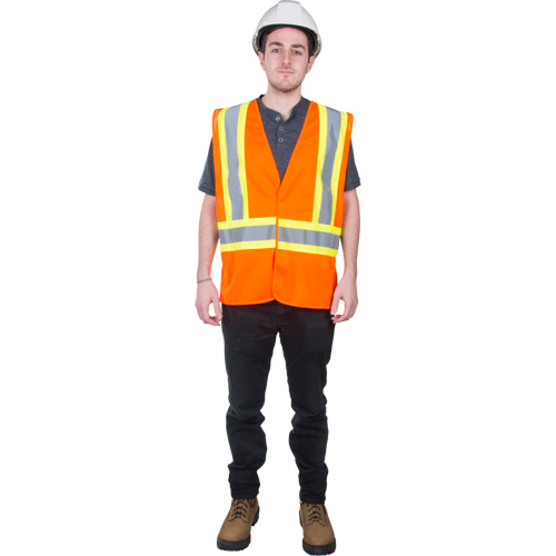 Traffic Safety Vest, High Visibility Orange, X-Large, Polyester Pathway Supply LP