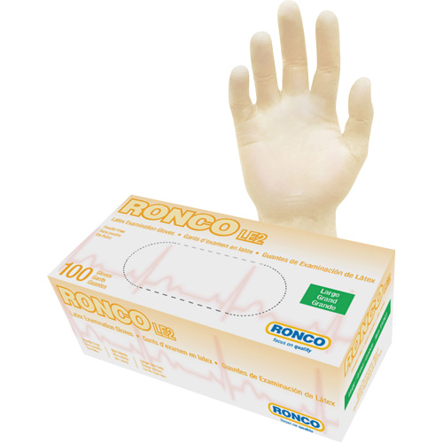 Gants jetables, Grand, Latex, 4 mils, Sans poudre, Naturel, Classe 2 Pathway Supply LP