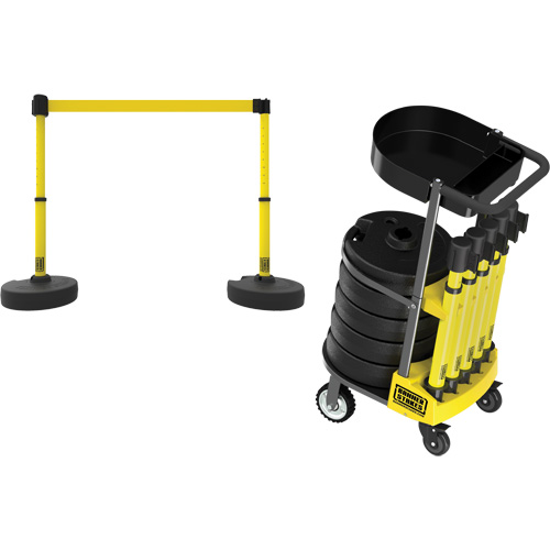 Chariot de transport avec plateau pour barri&egrave;re PLUS, 75' lo, M&eacute;tal, Jaune Pathway Supply LP