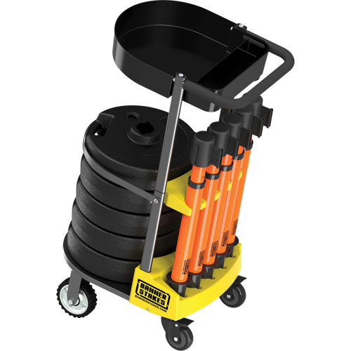 PLUS Barrier Post Cart Kit with Tray, 75' L, Metal, Orange Pathway Supply LP