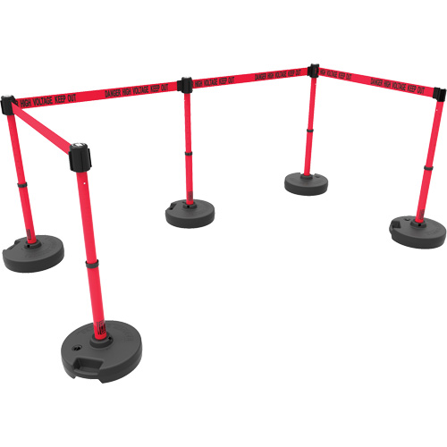 PLUS Barrier Post Set X5, Plastic, 42" H, Red Tape, 15' Tape Length Pathway Supply LP