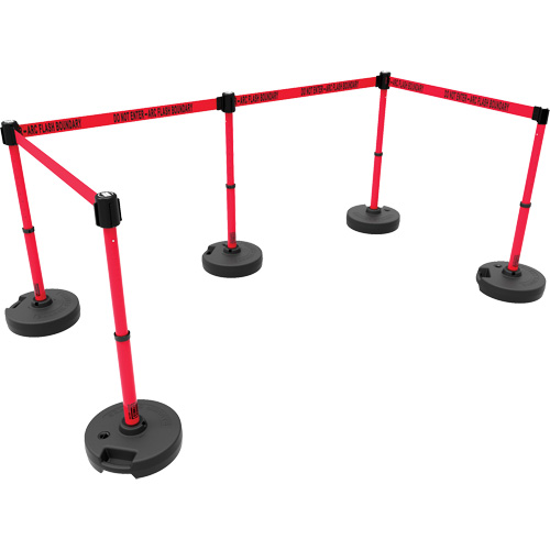 PLUS Barrier Post Set X5, Plastic, 42" H, Red Tape, 15' Tape Length Pathway Supply LP