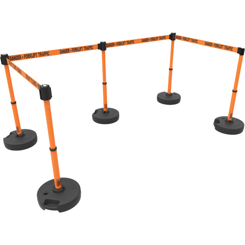 PLUS Barrier Post Set X5, Plastic, 42" H, Orange Tape, 15' Tape Length Pathway Supply LP
