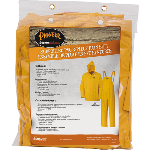 577 3-Piece Rain Suit, Polyester/PVC, 5X-Large, Yellow Pathway Supply LP