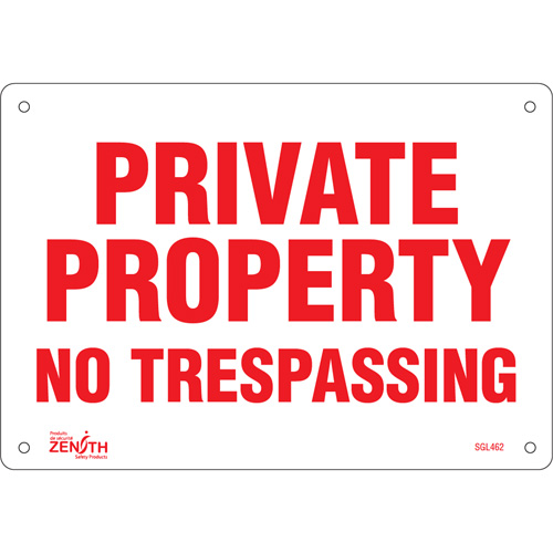 "Private Property" Sign, 7" x 10", Plastic, English Pathway Supply LP