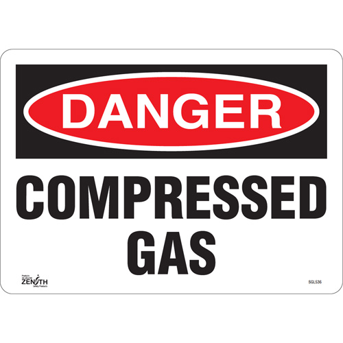 "Compressed Gas" Sign, 10" x 14", Vinyl, English Pathway Supply LP