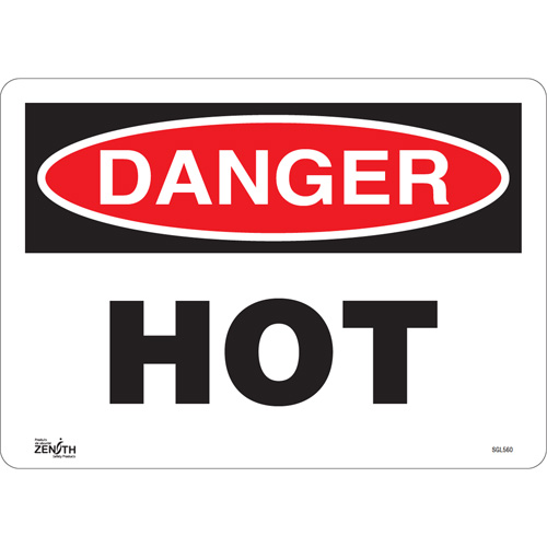 "Danger Hot" Sign, 10" x 14", Vinyl, English Pathway Supply LP