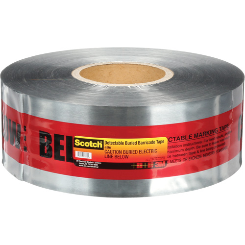 Ruban pour barri&egrave;res pour d&eacute;tection de services publics souterrains Scotch, Anglais, 3" la x 1000' lo, 5 mils, Noir/rouge Pathway Supply LP