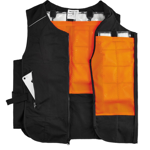 Veste de refroidissement &agrave; changement de phase l&eacute;g&egrave;re avec sachets 6260 Chill-Its, Petit/Moyen, Noir Pathway Supply LP