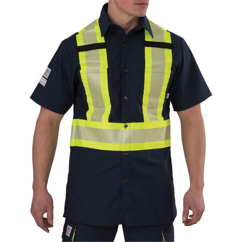 Ripstop High Visibility Short Sleeved Shirt, Polyester, Medium (Tall), Navy Blue Pathway Supply LP