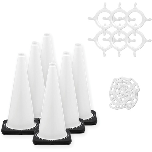 Ensemble de c&ocirc;nes de signalisation et chaînes, 28", Blanc Pathway Supply LP