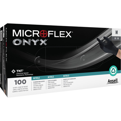 Onyx&reg; Gloves, Small, Nitrile, 3.5-mil, Powder-Free, Black Pathway Supply LP