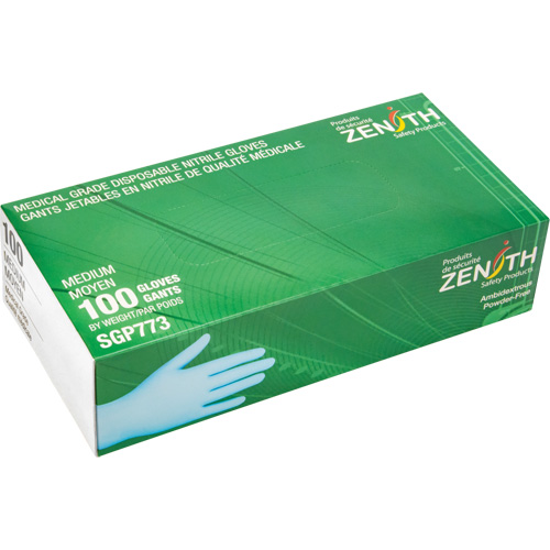 Puncture-Resistant Medical-Grade Disposable Gloves, Medium, Nitrile, 4.5-mil, Powder-Free, Blue, Class 2 Pathway Supply LP